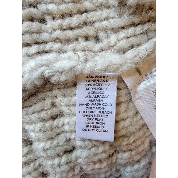 LOFT Cardigan Sweater Coat S Wool Alpaca Open Front Chunky Oversized 3/4 Sleeve - Picture 4 of 11